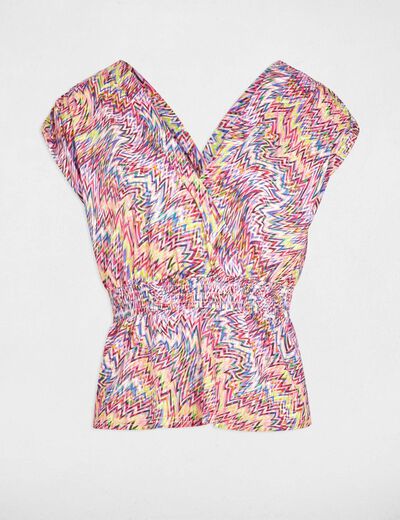 Camiseta manga corta multicolor mujer