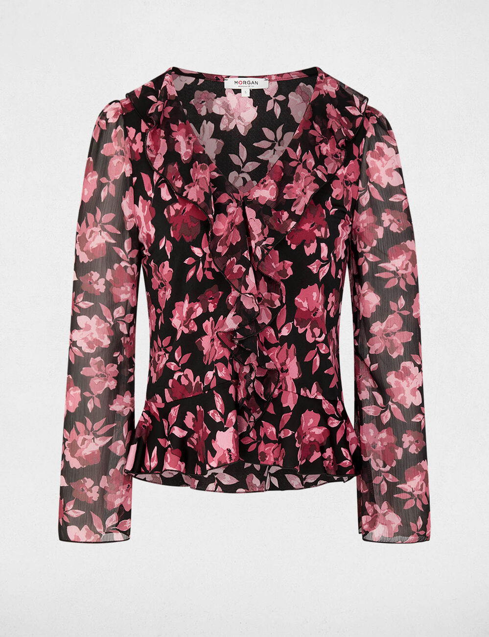 Blusa cuello v con volantes multicolor mujer