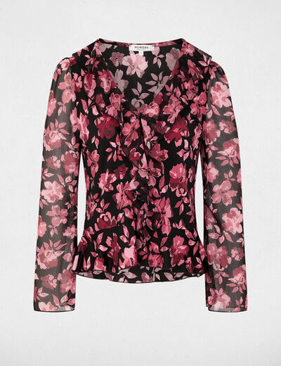 Blusa cuello v con volantes multicolor mujer