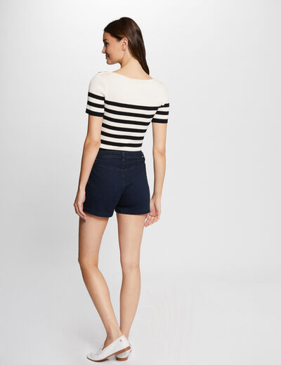 Jersey cuello redondo rayas marfil mujer