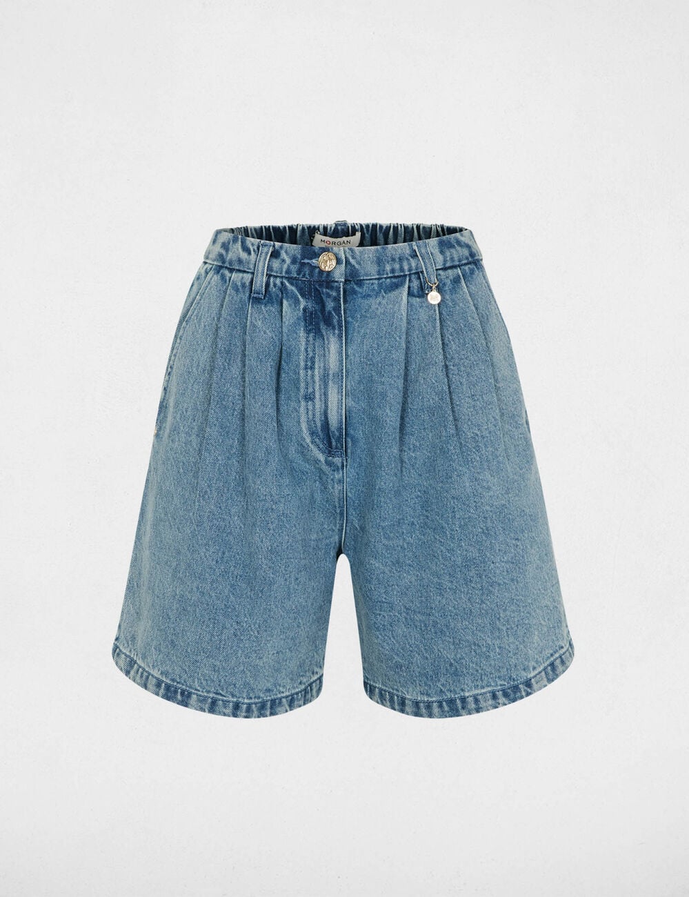 Bermuda de cintura alta denim doble stone mujer