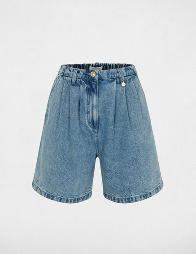 Bermuda de cintura alta denim doble stone mujer