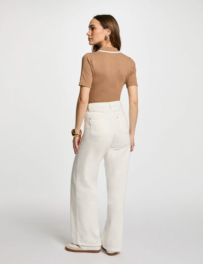 Jersey cuello tipo polo arena mujer
