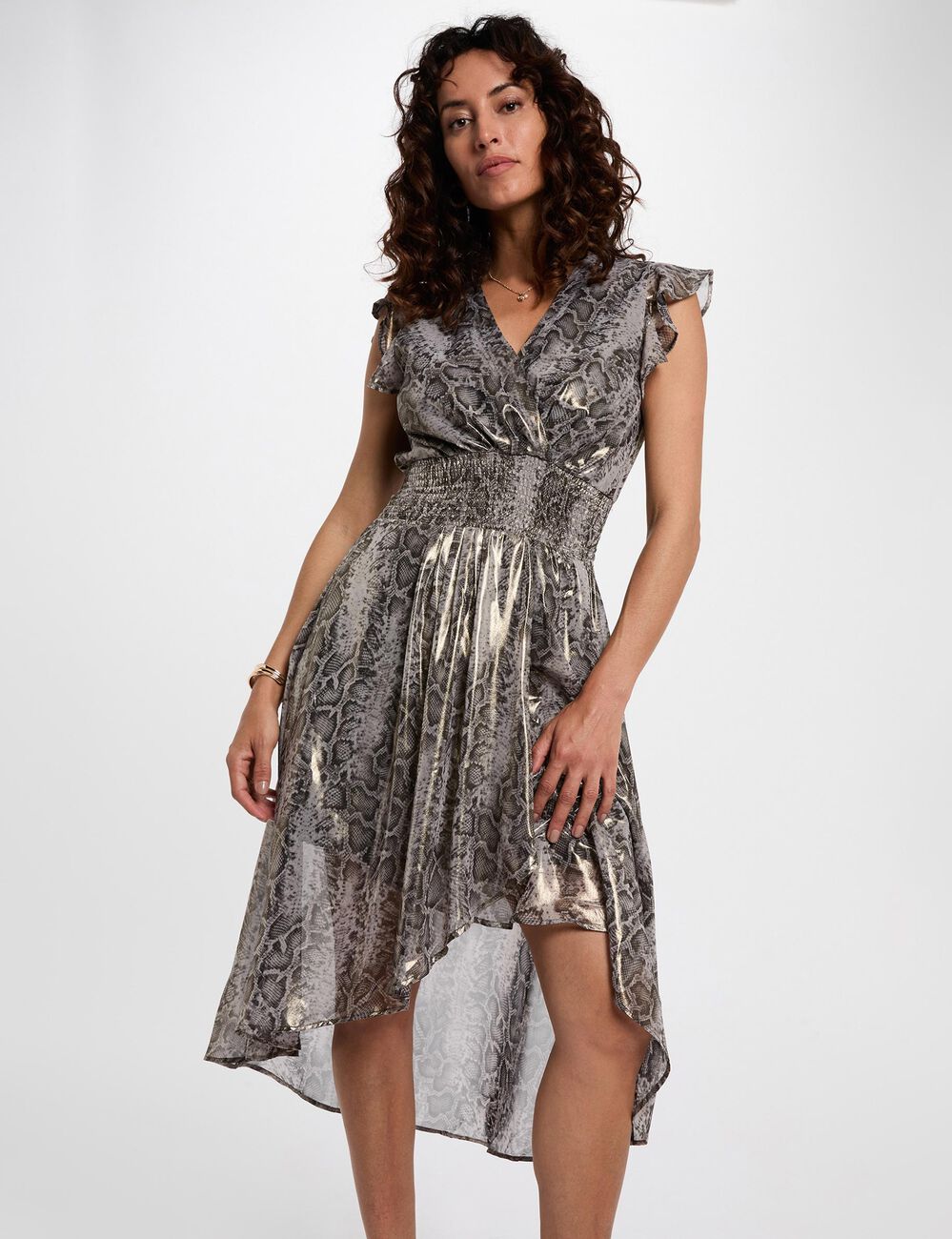 Vestido largo cruzado multicolor mujer