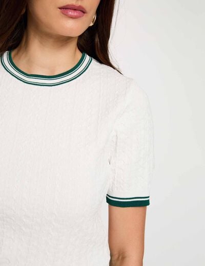 Jersey fino de manga corta verde mujer
