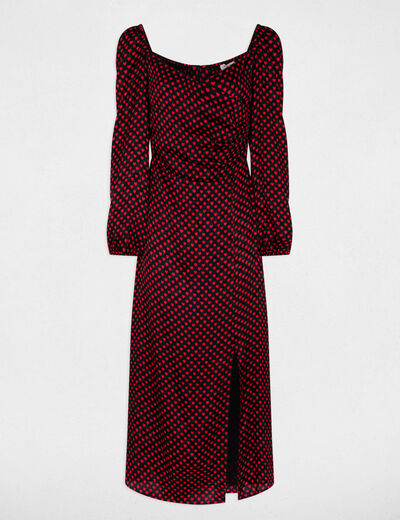 Vestido satinado mangas abullonadas multicolor mujer