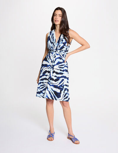 Vestido corto con cuello en V multicolor mujer
