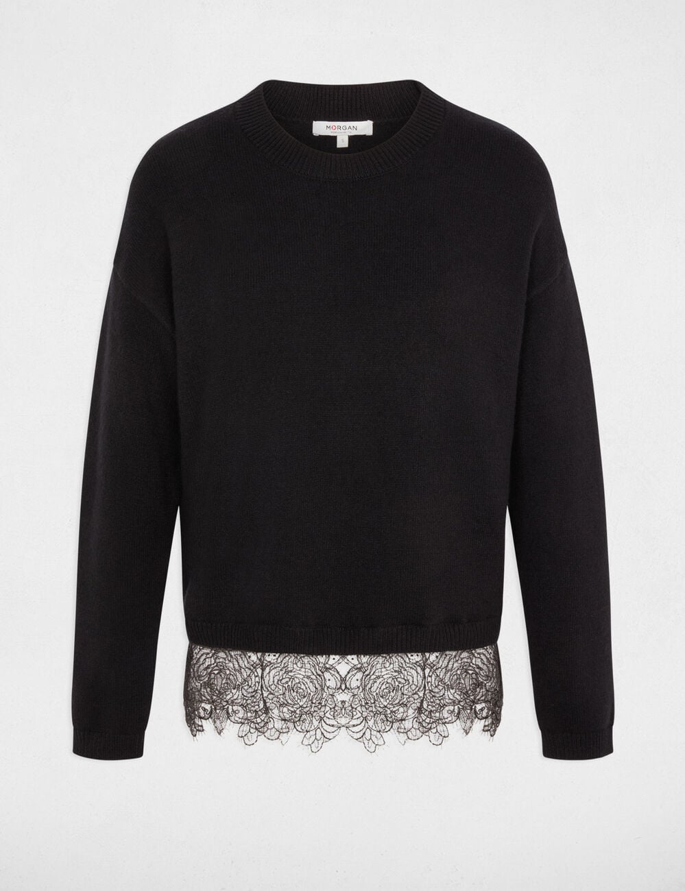 Jersey cuello redondo negro mujer