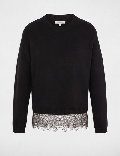 Jersey cuello redondo negro mujer