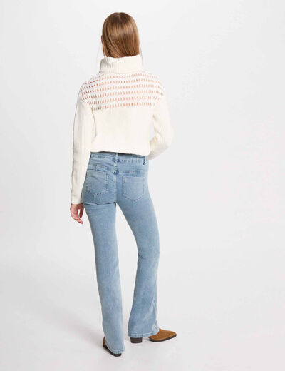 Jersey cuello de tortuga crudo mujer