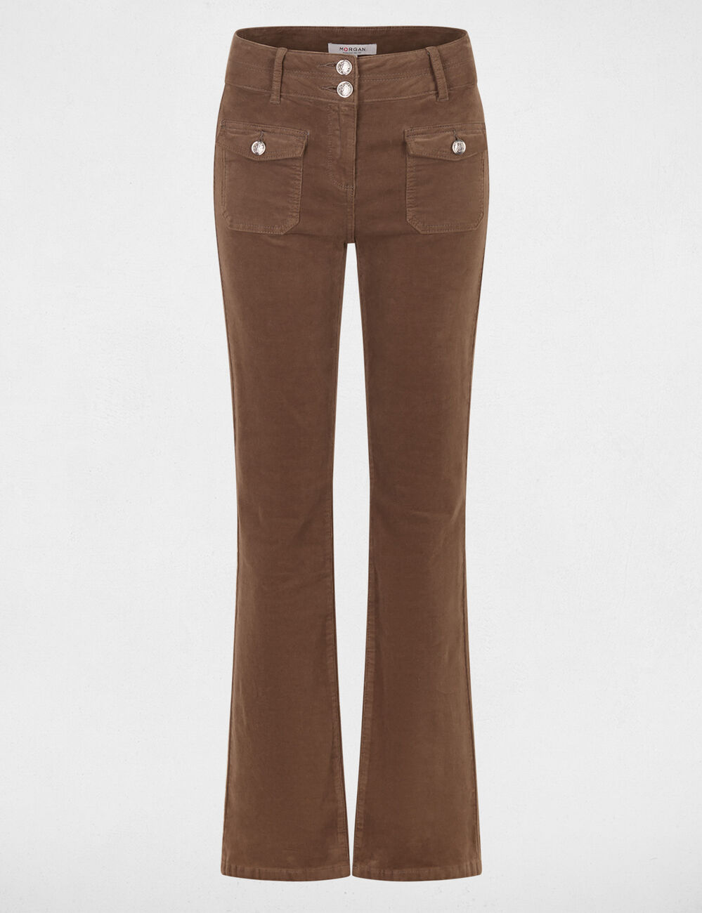 Pantal&oacute;n ajustado terciopelo verde caqui mujer