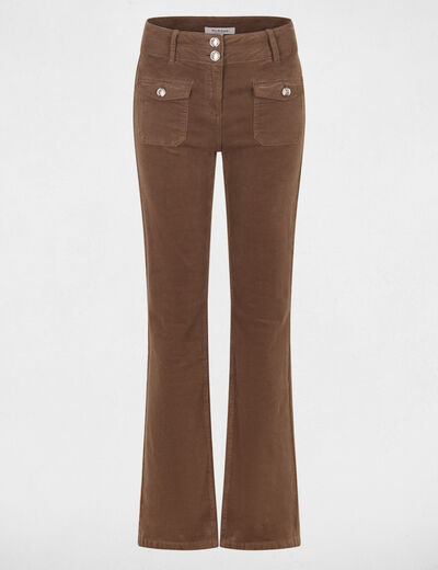 Pantal&oacute;n ajustado terciopelo verde caqui mujer