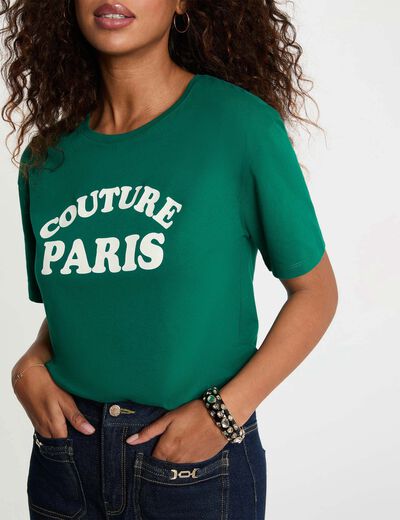 Camiseta de manga corta verde mujer