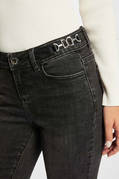 Vaquero skinny con adornos de metal gris moyen mujer