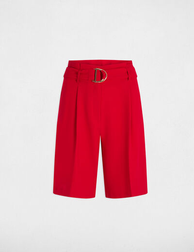 Bermudas recta con pinzas rojo mujer