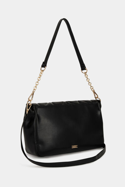 Bolso con solapa acolchado negro mujer