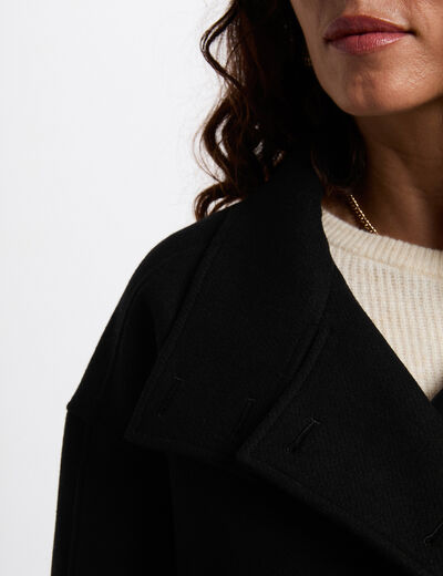 Abrigo corto oversize negro mujer