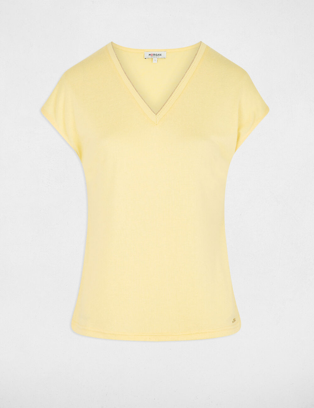 Camiseta de manga corta amarillo claro mujer