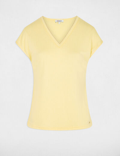 Camiseta de manga corta amarillo claro mujer