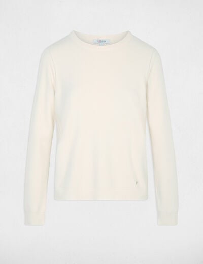 Jersey de punto con relieve marfil mujer