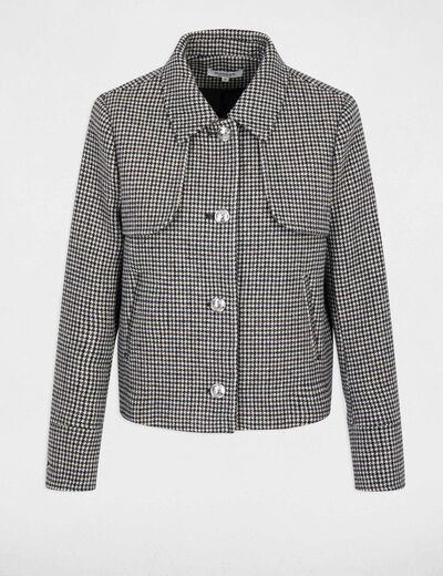 Chaqueta corta con cuello sastre multicolor mujer