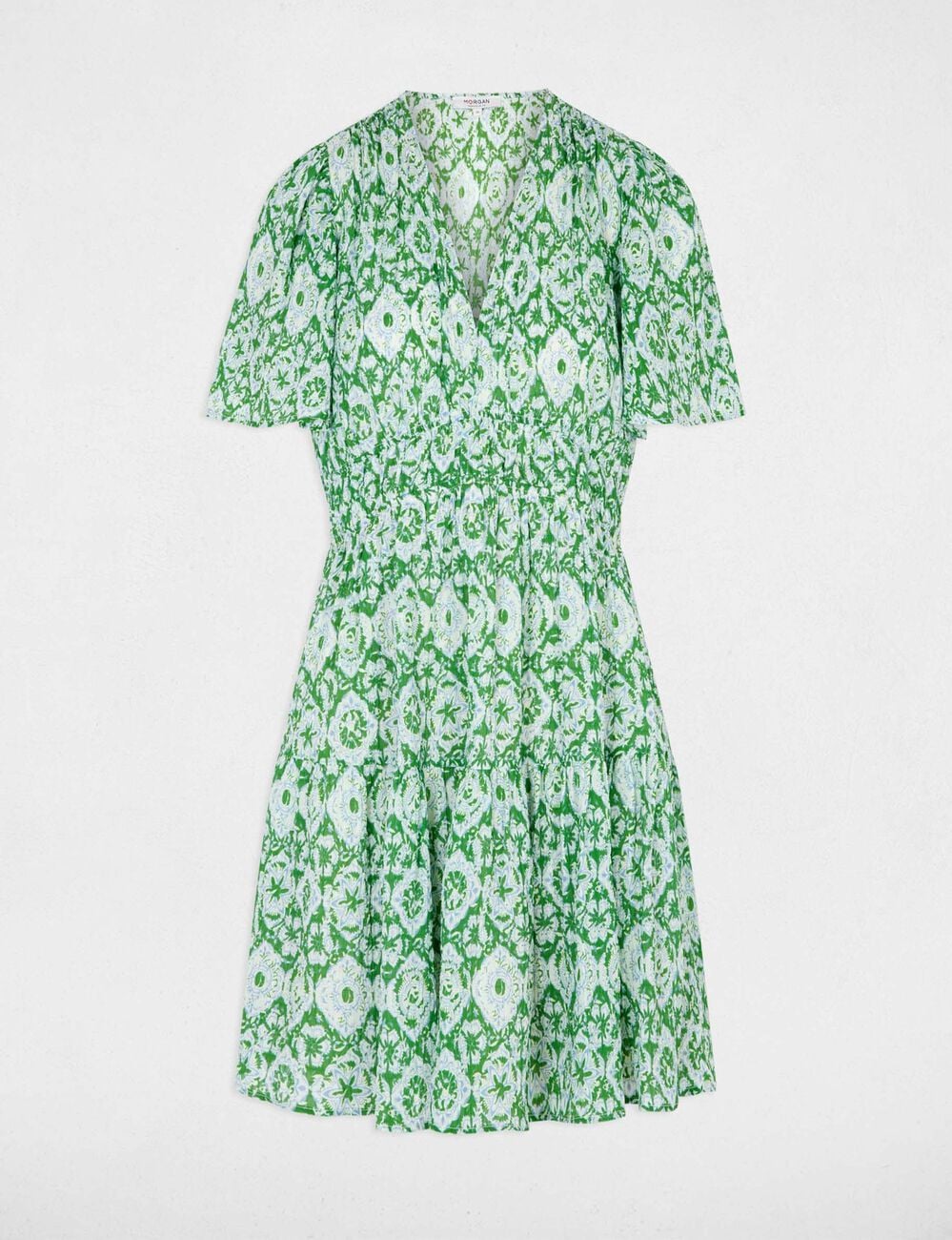Vestido corto con cuello en V multicolor mujer