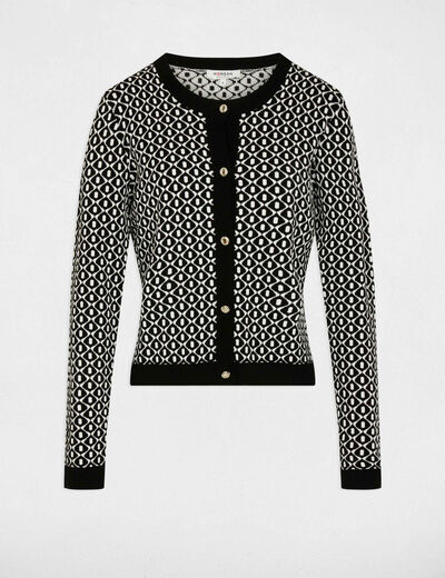 Chaqueta corta de jacquard negro mujer