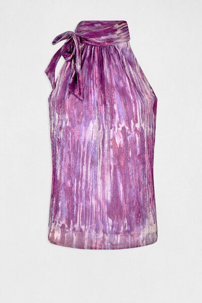 Top escote halter estampado multicolor mujer