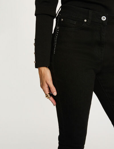 Vaquero slim con tachuelas negro mujer