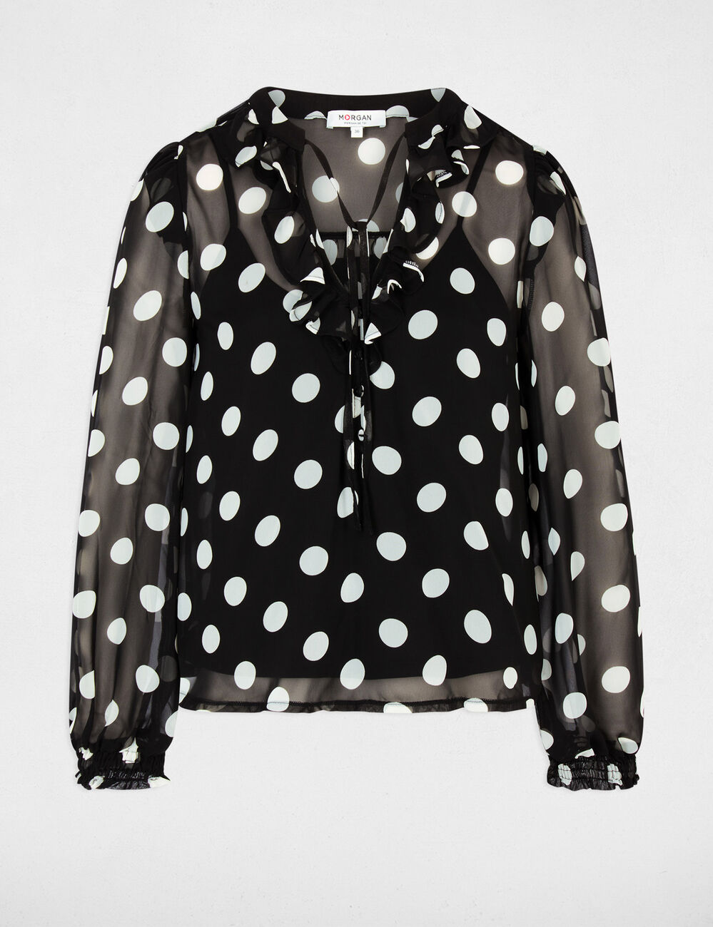 Blusa de gasa con cuello lazado multicolor mujer