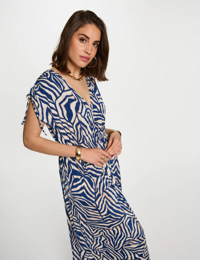 Vestido largo recto estampado multicolor mujer