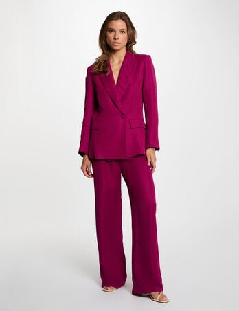 Pantal&oacute;n ancho de tiro alto ciruela mujer