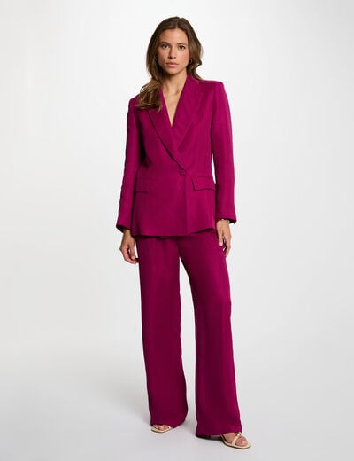 Pantal&oacute;n ancho de tiro alto ciruela mujer