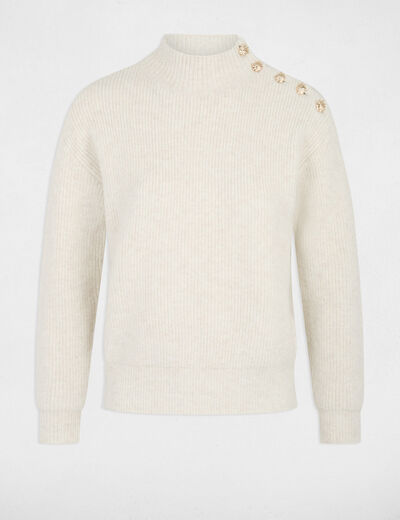 Jersey de cuello alto marfil mujer