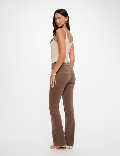 Pantal&oacute;n ajustado terciopelo verde caqui mujer