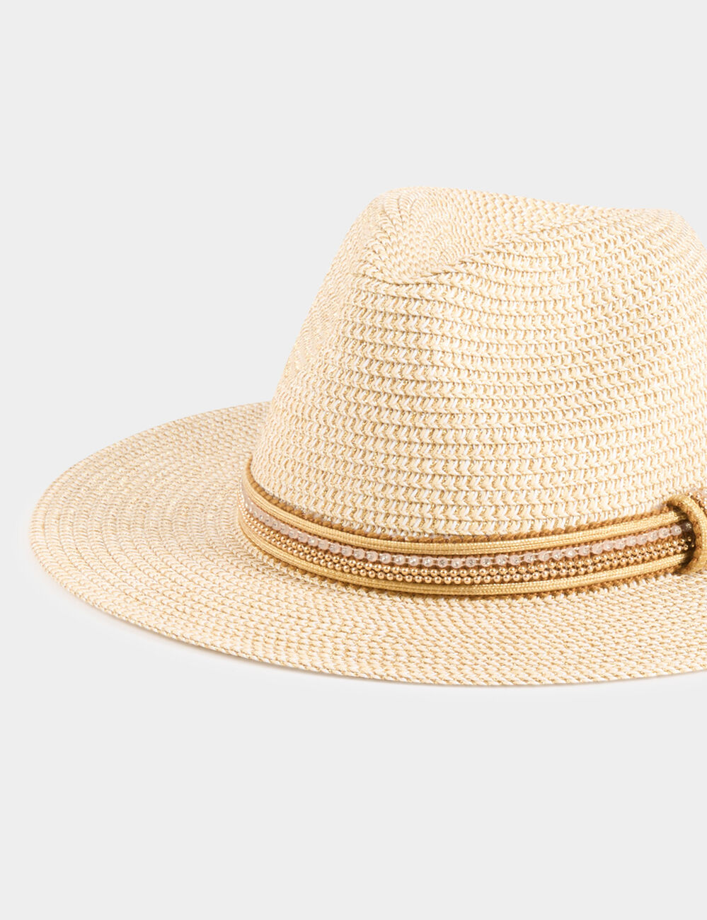 Sombrero trenzado beige mujer
