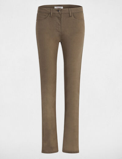 Pantal&oacute;n recto verde caqui mujer