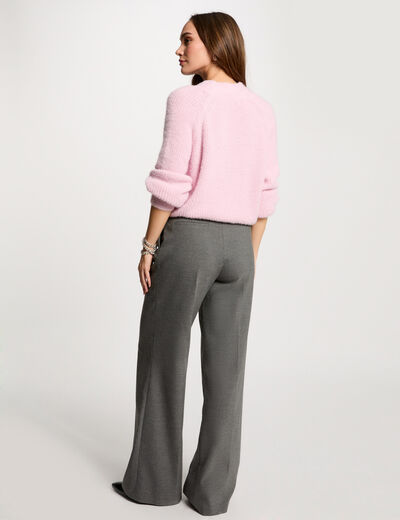 Cárdigan manga larga rosa pastel mujer
