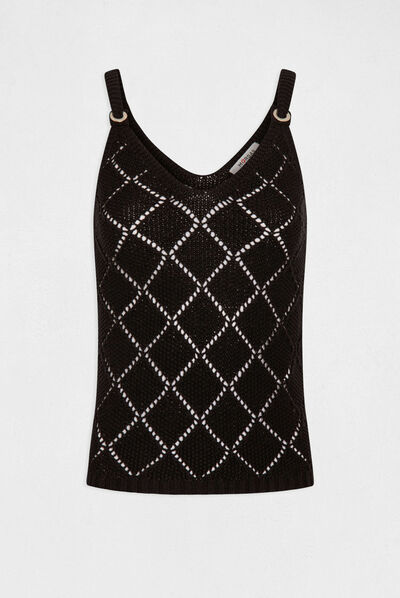 Top punto con tirantes negro mujer