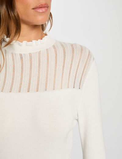 Jersey con cuello alto blanco mujer