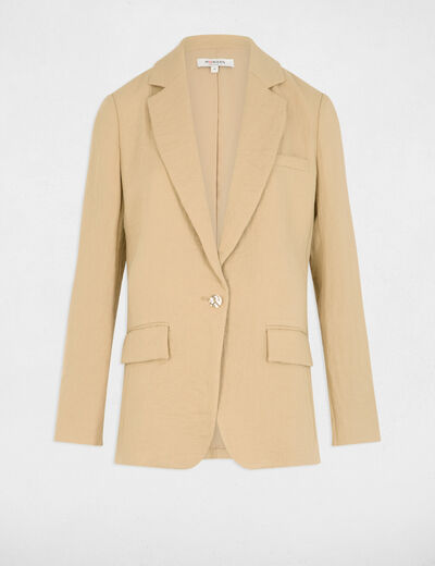 Chaqueta corta holgada beige mujer