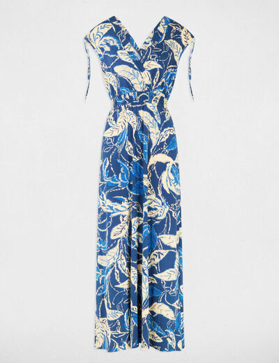 Vestido largo recto estampado multicolor mujer