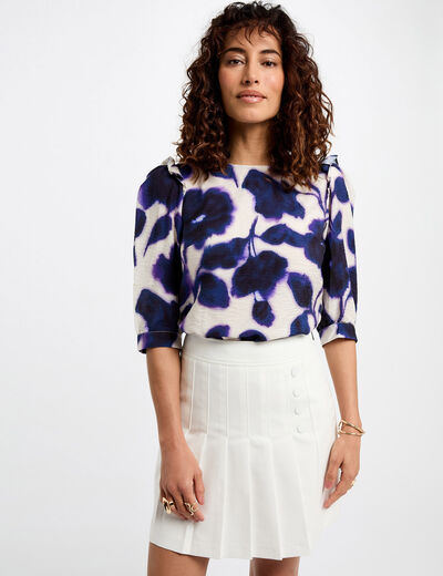Falda corta plisada blanco mujer