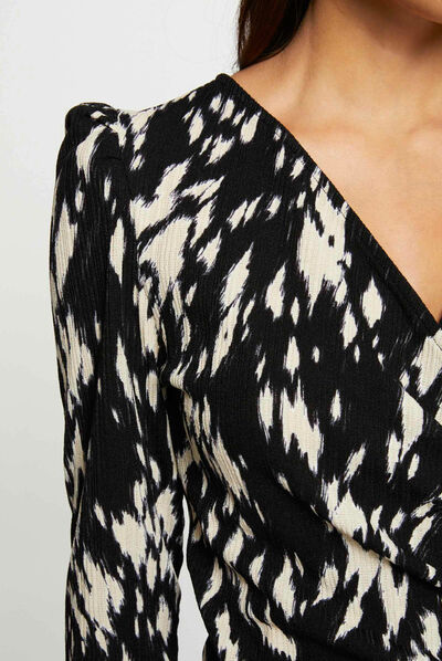 Vestido ajustado drapeado estampado multico mujer