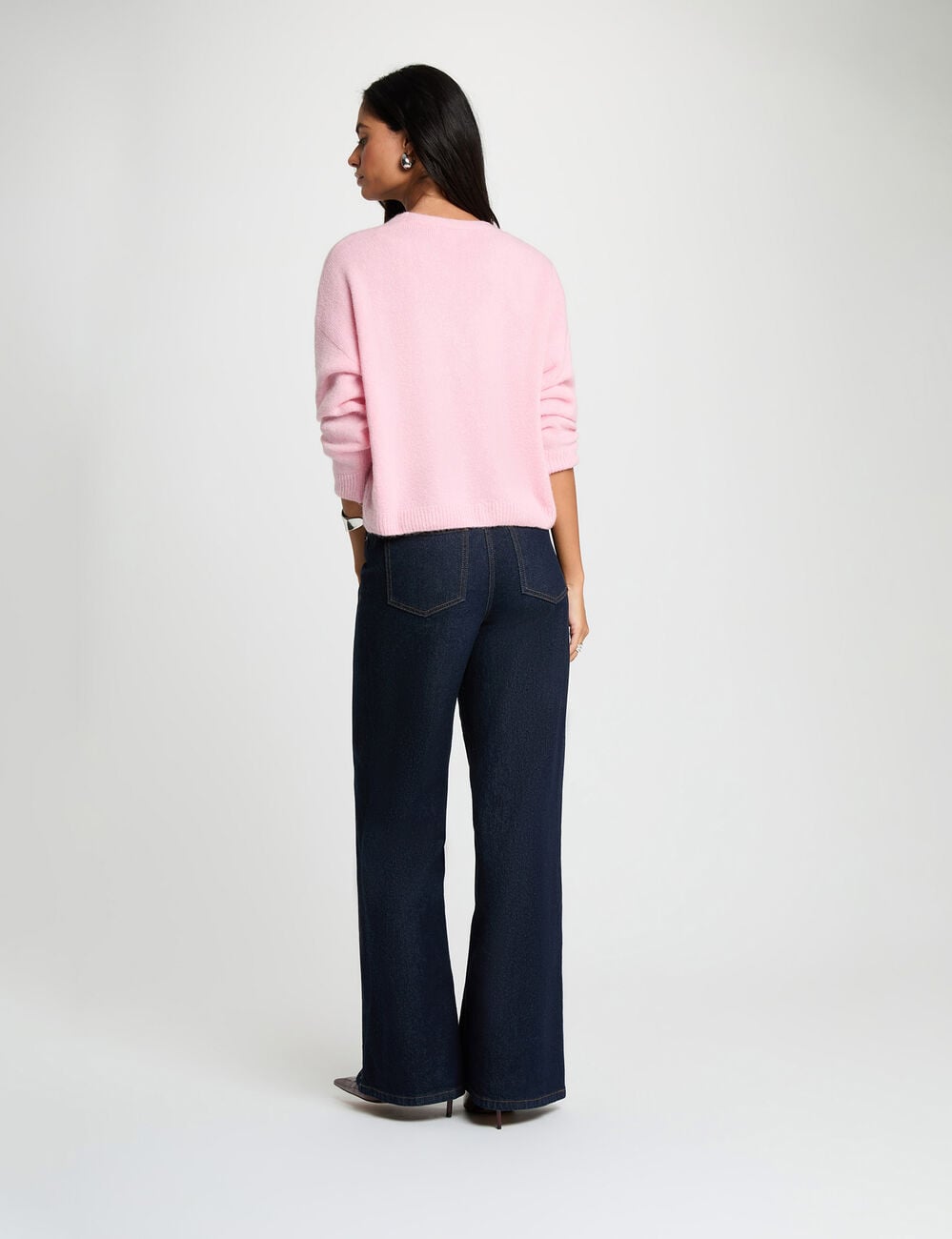 C&aacute;rdigan de punto con cuello en V rosa pastel mujer