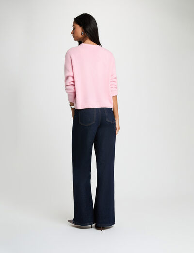 C&aacute;rdigan de punto con cuello en v rosa pastel mujer