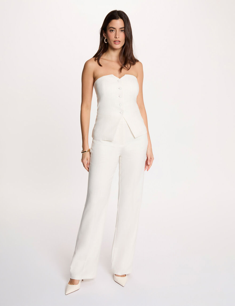 Bustier de rayas sin mangas blanco mujer