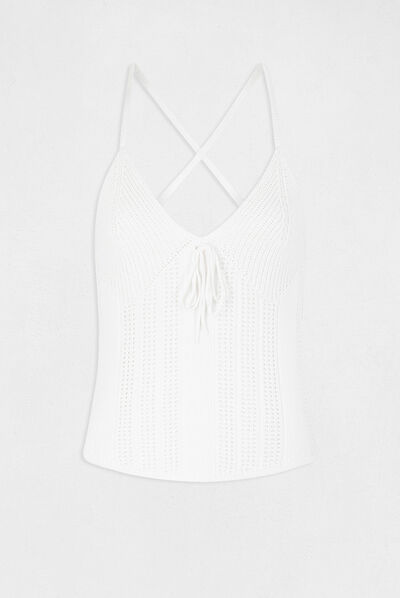 Top punto con tirantes cruzados crudo mujer