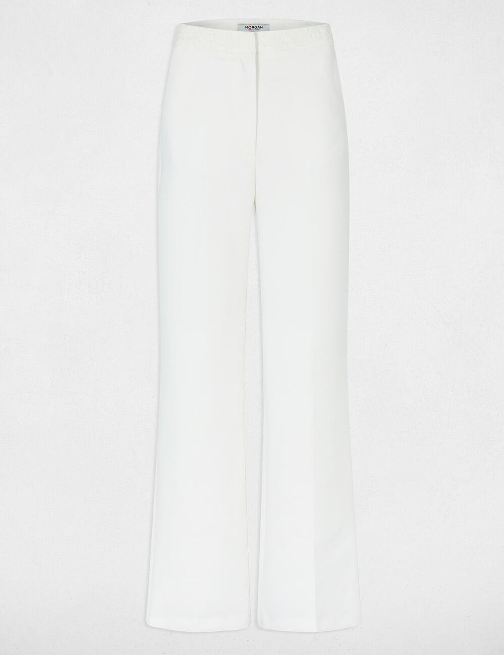 Pantal&oacute;n ancho de tiro alto blanco mujer