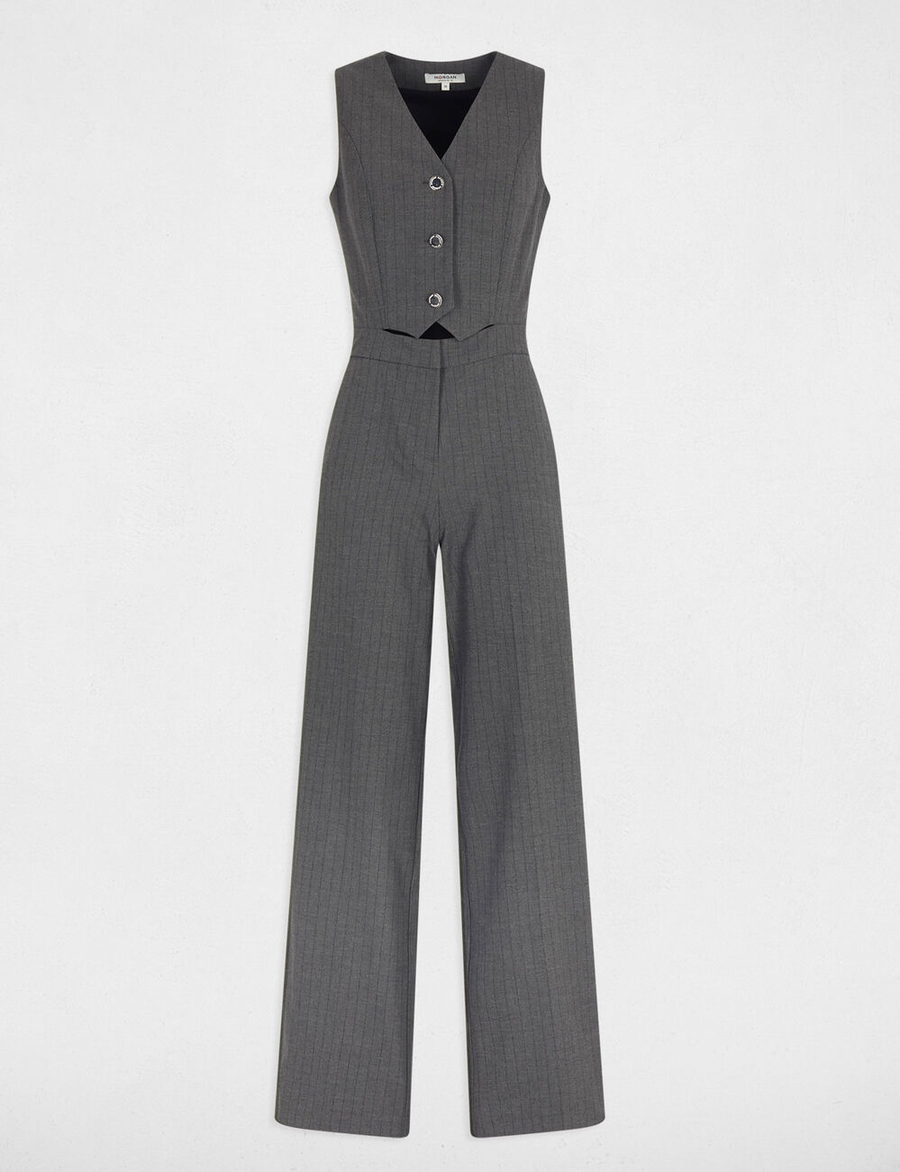 Mono fluido sin mangas gris moyen mujer